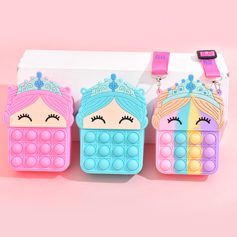 Princess Rainbow Pop It Purse Fidget Toy for Girls