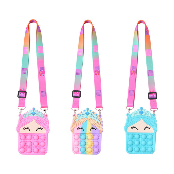 Princess Rainbow Pop It Purse Fidget Toy for Girls