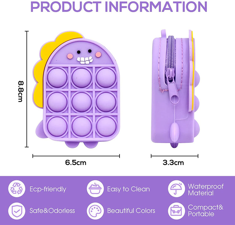 Dinosaur Pop It Purse Fidget Toy for Girls