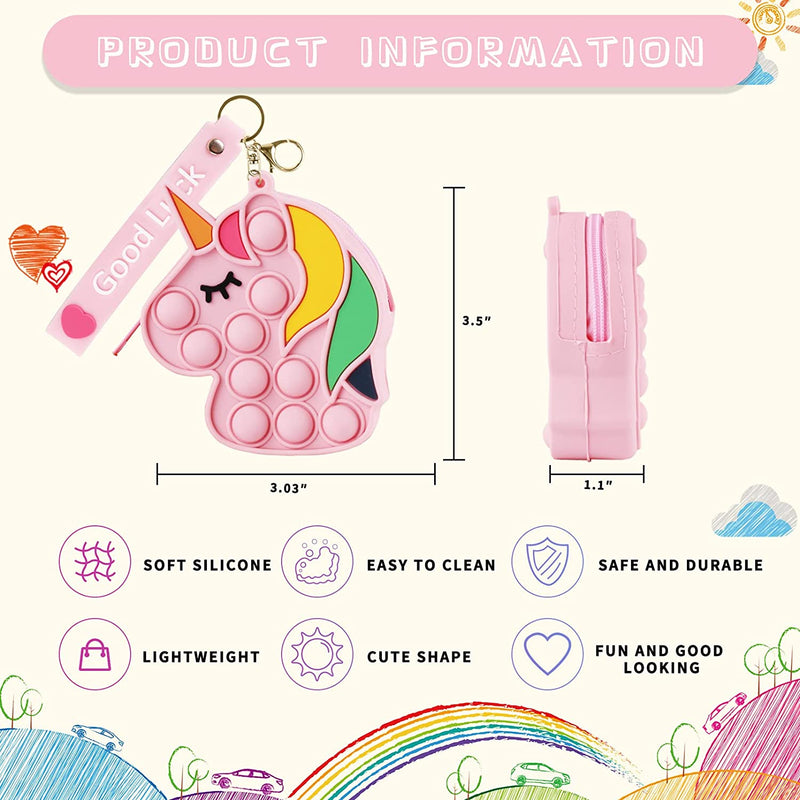 Cute Unicorn Pop It Purse for Girls