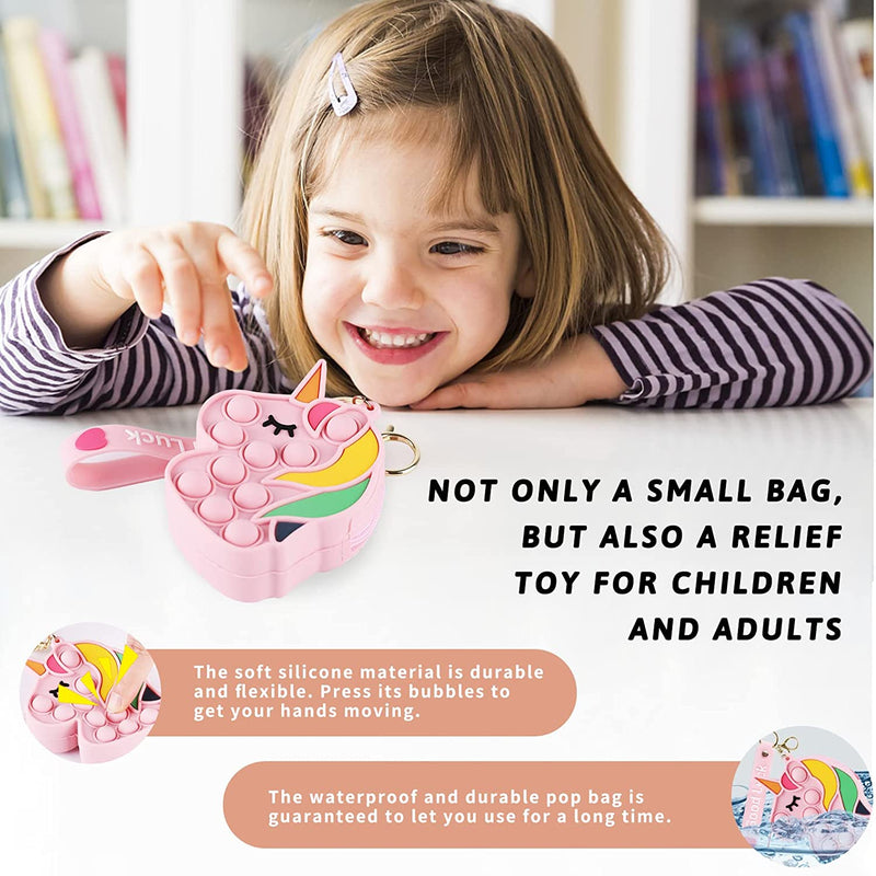 Cute Unicorn Pop It Purse for Girls
