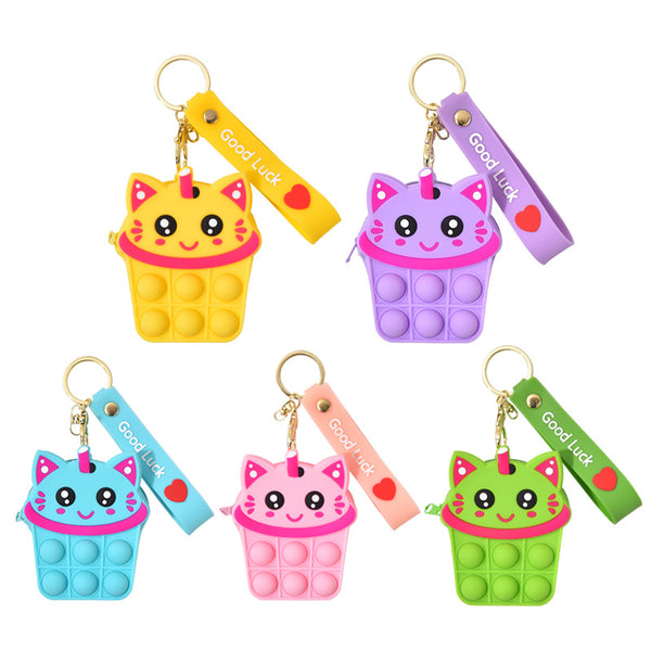 Cute Cat Pop It Purse for Girls