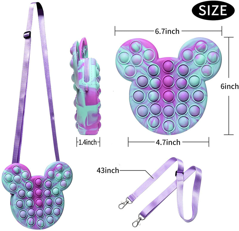 Mouse Pop It Purse Fidget Toy for Girls