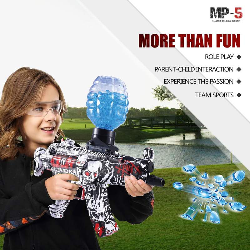 Gel Ball Blaster, Electric Splatter Ball Blaster with 30000 Water Beads, Jenyolon MP-5 Gel Water Ball Toy for Outdoor Activities Fighting Shooting Team Game Gifts for Boys and Girls Ages 12+ (Red)