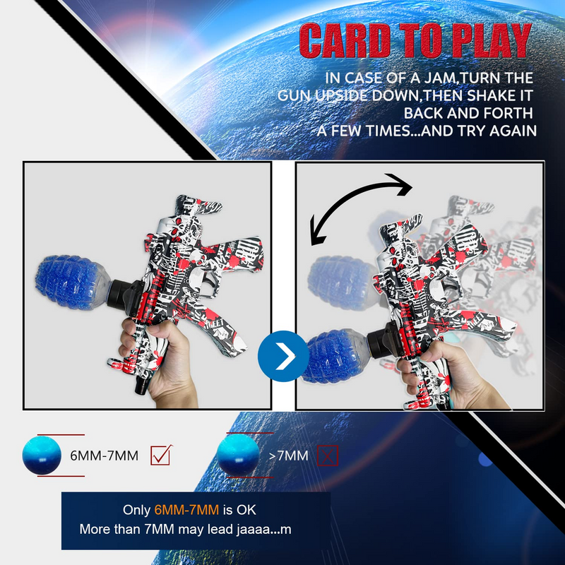 Gel Ball Blaster, Electric Splatter Ball Blaster with 30000 Water Beads, Jenyolon MP-5 Gel Water Ball Toy for Outdoor Activities Fighting Shooting Team Game Gifts for Boys and Girls Ages 12+ (Red)